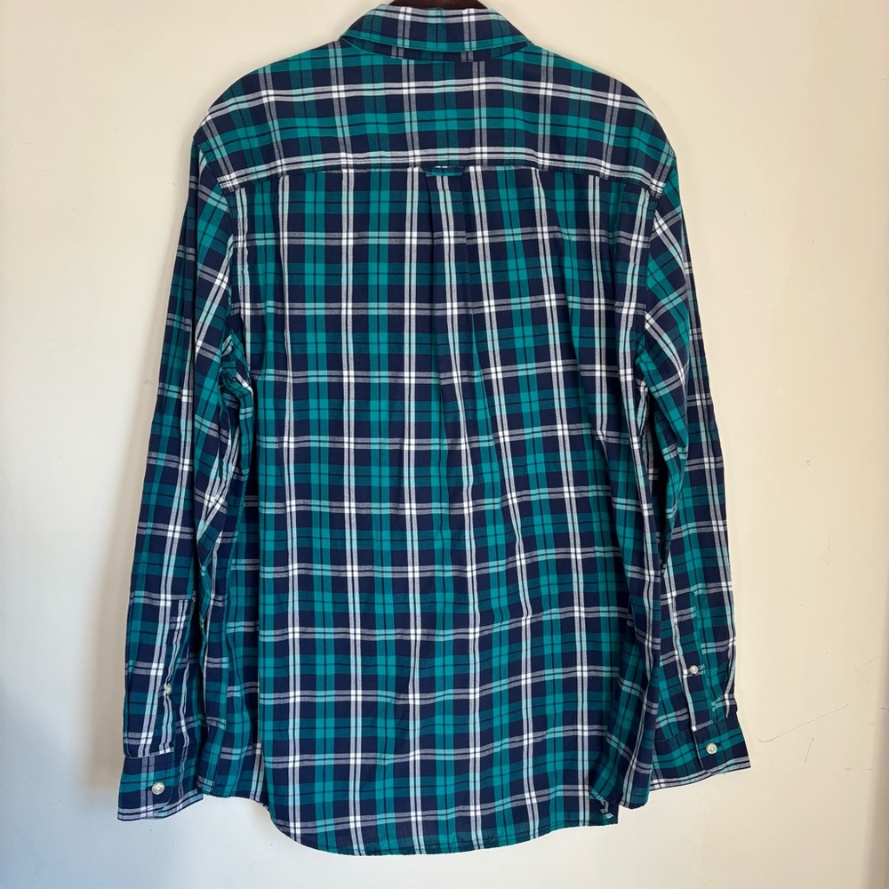 Chaps Men's Navy and Teal Plaid Shirt - Picture 4 of 5